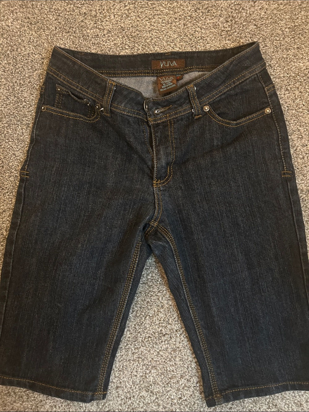 YUVA Dark Wash Denim Bermuda Capris